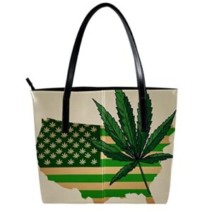 TBOUOBT Handbags for Women Fashion Tote Bags Shoulder Bag Satchel Bags, Leaves and Flag