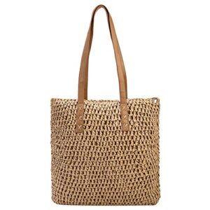 give yibao women’s straw bags handmade woven tote bag with zipper pocket large shoulder bag