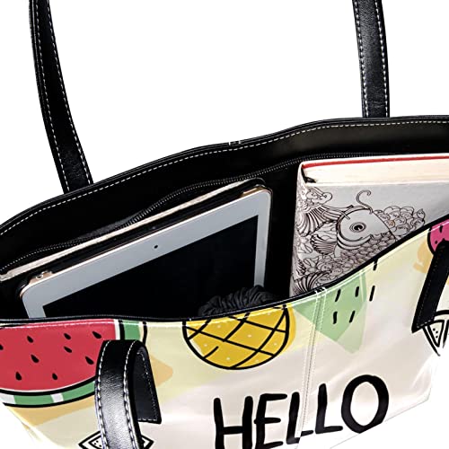 Tote Bag Women Satchel Bag Handbag Stylish Tote Handbag for Women Hobo Bag Fashion Crossbody Bag, Hello Summer Fruits Pineapple Watermelon