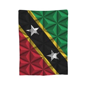 LIICHEES Anti-Pilling Polygon Effect of The Flag of St. Kitts and Nevis Blanket Comfortable Flannel Throw Blanket 80"x60" Bedroom Living Room Blanket