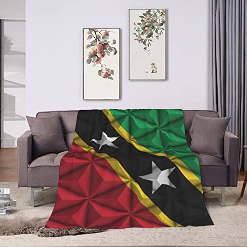 LIICHEES Anti-Pilling Polygon Effect of The Flag of St. Kitts and Nevis Blanket Comfortable Flannel Throw Blanket 80"x60" Bedroom Living Room Blanket