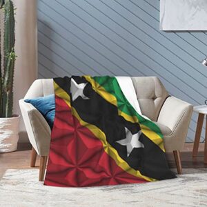 LIICHEES Anti-Pilling Polygon Effect of The Flag of St. Kitts and Nevis Blanket Comfortable Flannel Throw Blanket 80"x60" Bedroom Living Room Blanket