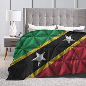 LIICHEES Anti-Pilling Polygon Effect of The Flag of St. Kitts and Nevis Blanket Comfortable Flannel Throw Blanket 80"x60" Bedroom Living Room Blanket