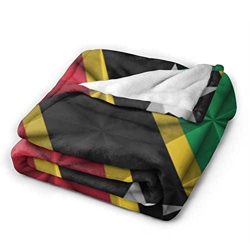 LIICHEES Anti-Pilling Polygon Effect of The Flag of St. Kitts and Nevis Blanket Comfortable Flannel Throw Blanket 80"x60" Bedroom Living Room Blanket