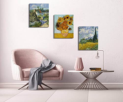 AnZhongArt van gogh canvas wall art -canvas art-van gogh -Sunflower Pictures-Bathroom living room bedroom wall art decoration 12"x16"x3 Piece