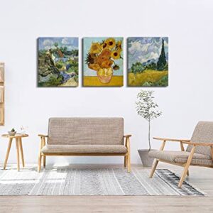 AnZhongArt van gogh canvas wall art -canvas art-van gogh -Sunflower Pictures-Bathroom living room bedroom wall art decoration 12"x16"x3 Piece