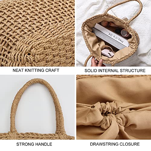 Give yibao Summer Rattan Bag for Women Handmade Woven Mini Straw Totes Bags Retro Shoulder Bag with Inner Pocket Shoulder Bag