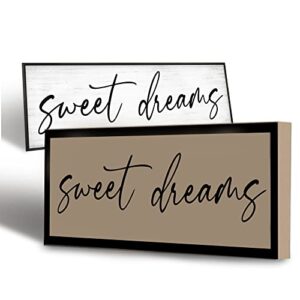 GraceView Sweet Dreams Wall Decor - 42”X15”Sweet Dreams Framed Wall Decor for Bedroom Wall Decor Above Bed for bedroom Aesthetic And Minimalist Wall Art Canvas (Black)