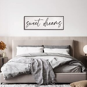 GraceView Sweet Dreams Wall Decor - 42”X15”Sweet Dreams Framed Wall Decor for Bedroom Wall Decor Above Bed for bedroom Aesthetic And Minimalist Wall Art Canvas (Black)