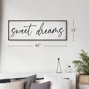 GraceView Sweet Dreams Wall Decor - 42”X15”Sweet Dreams Framed Wall Decor for Bedroom Wall Decor Above Bed for bedroom Aesthetic And Minimalist Wall Art Canvas (Black)