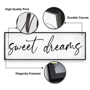 GraceView Sweet Dreams Wall Decor - 42”X15”Sweet Dreams Framed Wall Decor for Bedroom Wall Decor Above Bed for bedroom Aesthetic And Minimalist Wall Art Canvas (Black)