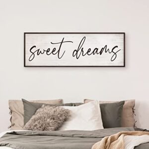 GraceView Sweet Dreams Wall Decor - 42”X15”Sweet Dreams Framed Wall Decor for Bedroom Wall Decor Above Bed for bedroom Aesthetic And Minimalist Wall Art Canvas (Black)