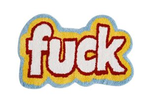 roomtalks funny cute 2×3 rugs for bedroom bathroom dorm kitchen non slip rubber backed machine washable, swear words fuck funky cool small area rug colorful fluffy shaggy bedside accent rug