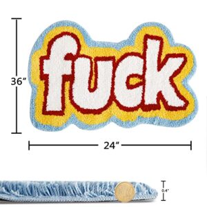 RoomTalks Funny Cute 2x3 Rugs for Bedroom Bathroom Dorm Kitchen Non Slip Rubber Backed Machine Washable, Swear Words Fuck Funky Cool Small Area Rug Colorful Fluffy Shaggy Bedside Accent Rug