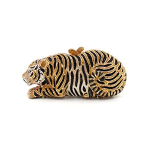 tngan women cute tiger shaped evening clutch sparkling rhinestones handbag prom party purse, gold