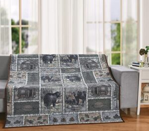deleon collections bear lodge patchwork woodland 60″ x 50″ decorative quilt throw blanket