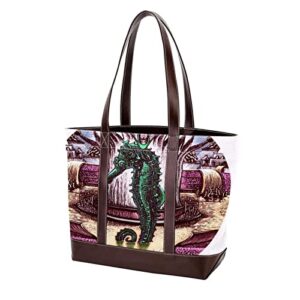 tbouobt handbags for women fashion tote bags shoulder bag satchel bags, retro hippocampus