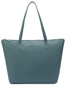 nnee water resistance light weight leather tote bag big capacity handbag shoulder bag – dark green