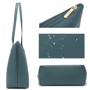 NNEE Water Resistance Light Weight Leather Tote Bag Big Capacity Handbag Shoulder Bag - Dark Green