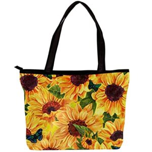 tote bag women satchel bag handbag stylish tote handbag for women hobo bag fashion crossbody bag, sunflower butterfly autumn