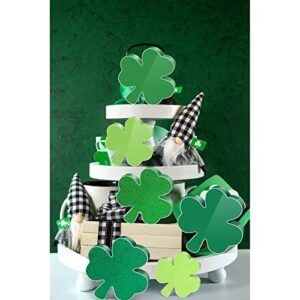 3 Pieces St. Patrick’s Day Table Shamrocks Signs Glitter St. Patrick's Table Decor Green Shamrock Table Decorations for Home Office Irish Themed Party Decor