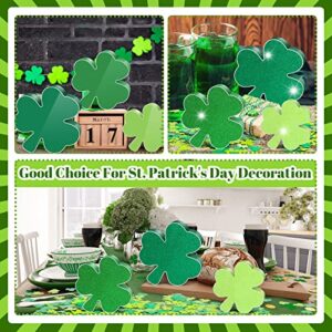 3 Pieces St. Patrick’s Day Table Shamrocks Signs Glitter St. Patrick's Table Decor Green Shamrock Table Decorations for Home Office Irish Themed Party Decor