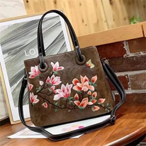 zhuhw embroidered handbag retro floral shoulder bag large capacity women’s tote bag (color : black, size : 26(l)*23(h)*11(w) cm)