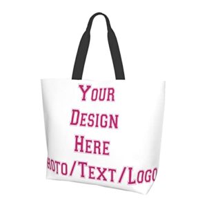 Custom tote bag Personalized Tote Bag Portable Design Your Own Text/Logo/Image Aesthetic Add Your Name Your Text Custom Tote Bag Custom Handbag, Collegiateflf-pink