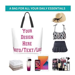 Custom tote bag Personalized Tote Bag Portable Design Your Own Text/Logo/Image Aesthetic Add Your Name Your Text Custom Tote Bag Custom Handbag, Collegiateflf-pink