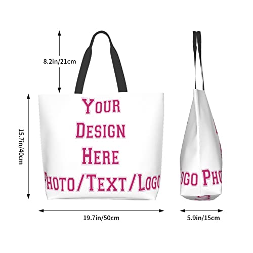 Custom tote bag Personalized Tote Bag Portable Design Your Own Text/Logo/Image Aesthetic Add Your Name Your Text Custom Tote Bag Custom Handbag, Collegiateflf-pink