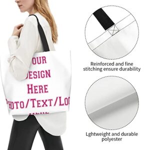 Custom tote bag Personalized Tote Bag Portable Design Your Own Text/Logo/Image Aesthetic Add Your Name Your Text Custom Tote Bag Custom Handbag, Collegiateflf-pink