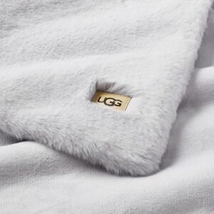 UGG 24110 Euphoria Plush Faux Fur Reversible Throw Blanket for Luxury Hotel Style Bed or Couch Blankets Cozy Machine Washable Luxurious Fluffy Fuzzy Sofa Throws, 70 x 50-Inch, Stone