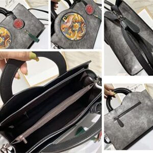 ZHUHW Winter Women's Tote Bag Chinese Style Retro Handbag Large Capacity Women's Shoulder Bag (Color : D, Size : 32(L)*24(H)*14(W) cm)