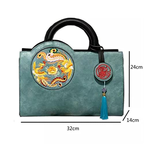 ZHUHW Winter Women's Tote Bag Chinese Style Retro Handbag Large Capacity Women's Shoulder Bag (Color : D, Size : 32(L)*24(H)*14(W) cm)