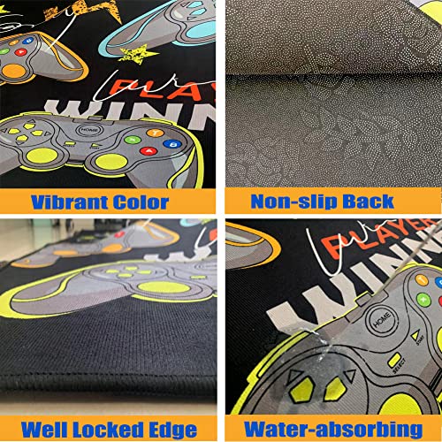 Gaming Room Carpet Rugs for Kids Teen Boys Bedroom, Gamer Room Decor Area Rug Carpet for Men Teenage, Non Slip Gamepad Gaming Chair Rug Mat for Playroom Wood Floor Living Room Desk Carpet, 59"*39"