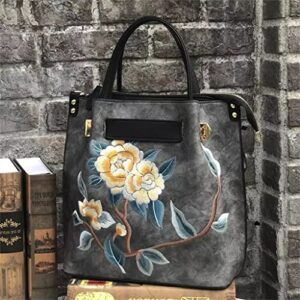 ZHUHW Vintage Women's Bag Hand-Embroidered Floral Handbag Casual Large-Capacity -Shoulder Messenger Bag (Color : A, Size : 28(L)*30(H)*13(W) cm)