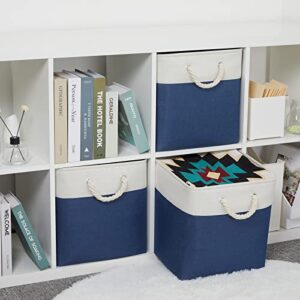 Bidtakay Set of 4 Bundled Baskets Large Cube Storage Baskets for Organizing 13x13 Square (Navy Blue)