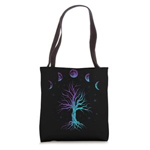 moon phases tree of life – viking pagan wicca tote bag
