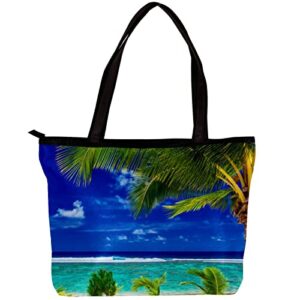 tbouobt handbags for women fashion tote bags shoulder bag satchel bags, tropical beach palm tree