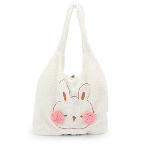 kuang! teddy plush shoulder handbag purse cute bear fluffy hairball tote plush handbag faux lambs wool large shopping bag