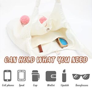 KUANG! Teddy Plush Shoulder Handbag Purse Cute Bear Fluffy Hairball Tote Plush Handbag Faux Lambs Wool Large Shopping Bag