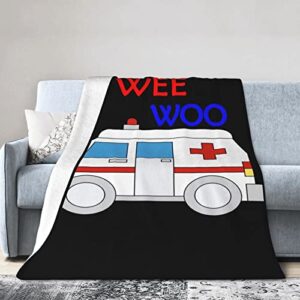 wee woo ambulance amr funny ems emt paramedic ultra-soft micro fleece blanket microfiber blanket luxury all seasons warm blanket for bedding sofa and travel 60″x50″