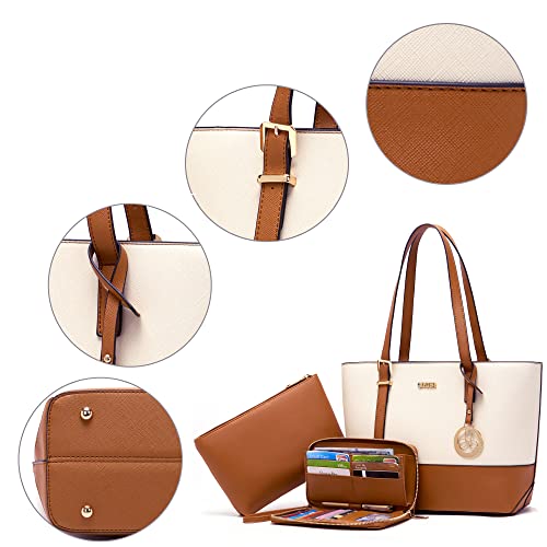 Purses And Wallets Set For Women Tote Satchel Handbags Shoulder Bag Top Handle Totes Purse With Matching Wallet BeigeBrown