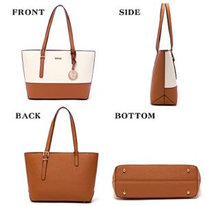 Purses And Wallets Set For Women Tote Satchel Handbags Shoulder Bag Top Handle Totes Purse With Matching Wallet BeigeBrown