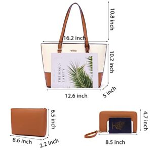 Purses And Wallets Set For Women Tote Satchel Handbags Shoulder Bag Top Handle Totes Purse With Matching Wallet BeigeBrown