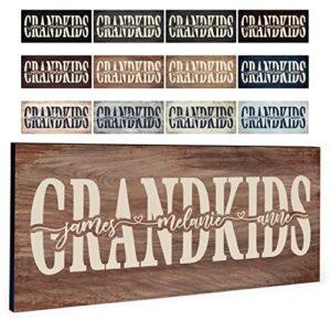 grandkids – gifts for grandma, personalized grandkids sign with names, 12 colors – 2 sizes, customized grandma gifts – papa, nana gifts from grandkids