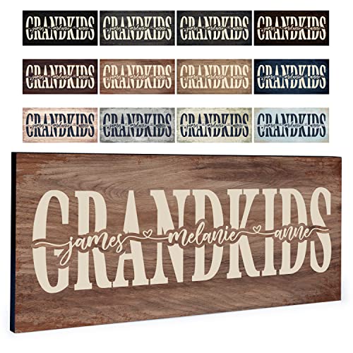 GRANDKIDS - Gifts for Grandma, Personalized Grandkids Sign with Names, 12 Colors - 2 Sizes, Customized Grandma Gifts - Papa, Nana Gifts from Grandkids