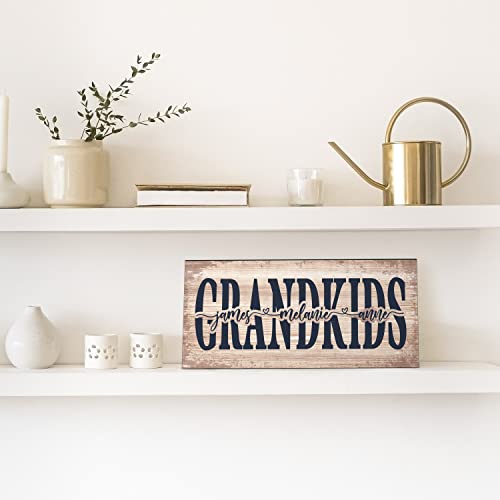 GRANDKIDS - Gifts for Grandma, Personalized Grandkids Sign with Names, 12 Colors - 2 Sizes, Customized Grandma Gifts - Papa, Nana Gifts from Grandkids