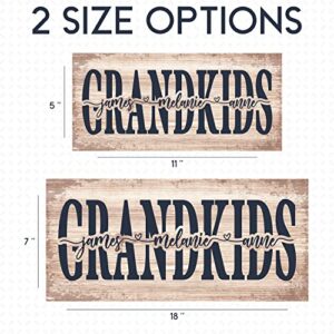 GRANDKIDS - Gifts for Grandma, Personalized Grandkids Sign with Names, 12 Colors - 2 Sizes, Customized Grandma Gifts - Papa, Nana Gifts from Grandkids