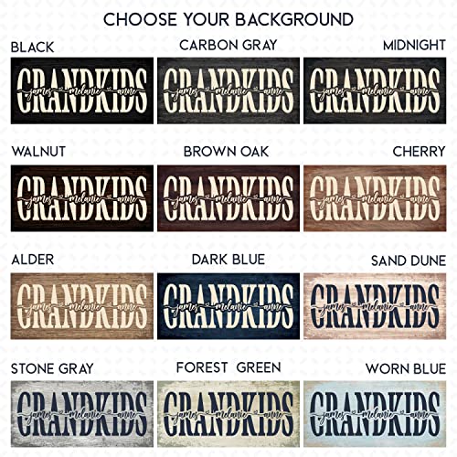 GRANDKIDS - Gifts for Grandma, Personalized Grandkids Sign with Names, 12 Colors - 2 Sizes, Customized Grandma Gifts - Papa, Nana Gifts from Grandkids